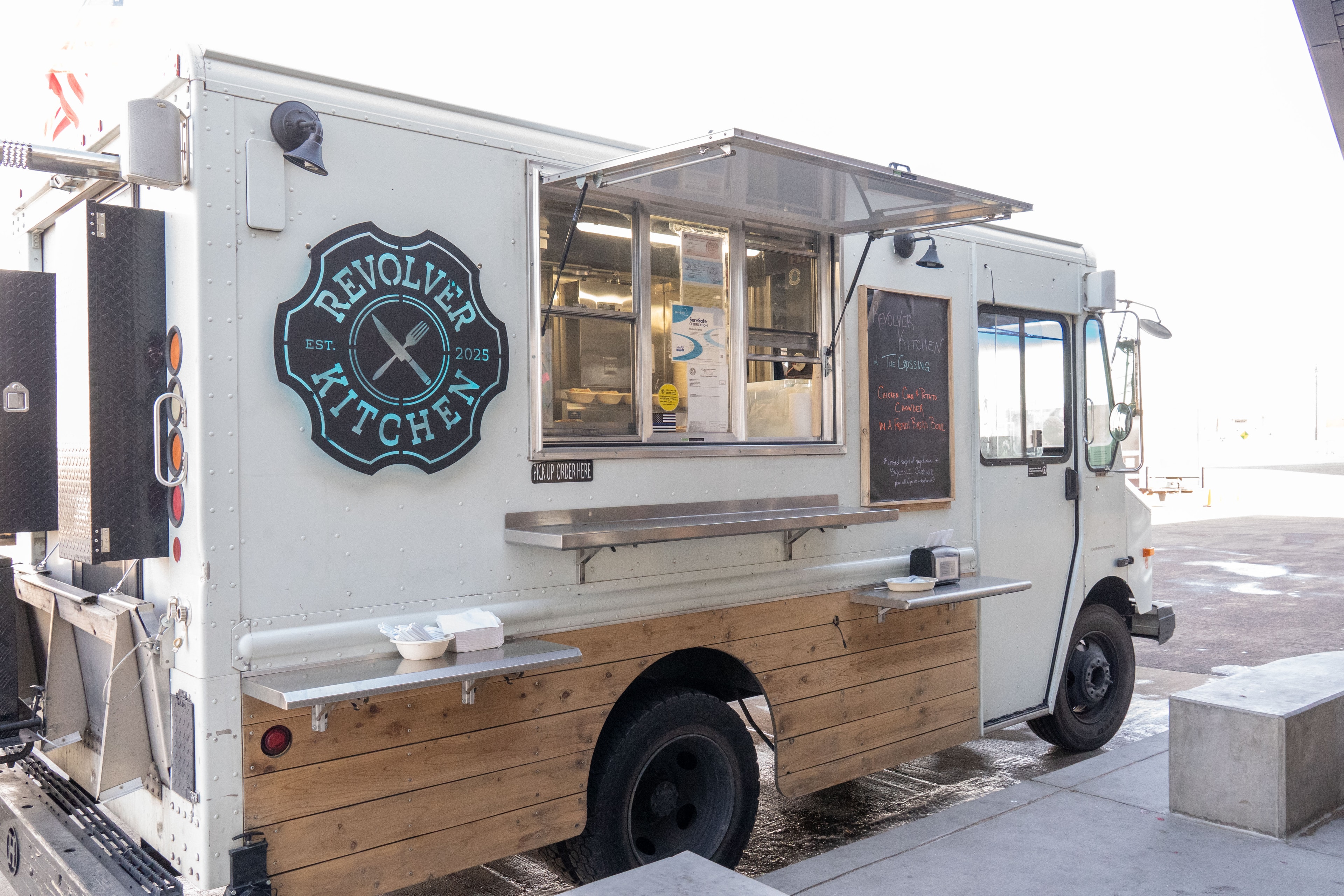 Revolver Kitchen truck exterior at The Crossing